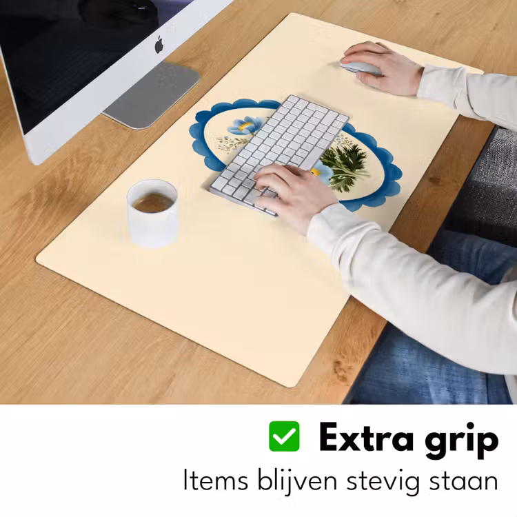 Lijst - Bloemen - Lichtblauw - Illustratie Muismat XXL klein -sfeer3