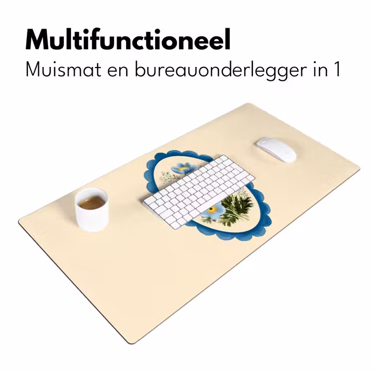 Lijst - Bloemen - Lichtblauw - Illustratie Muismat XXL klein -sfeer4