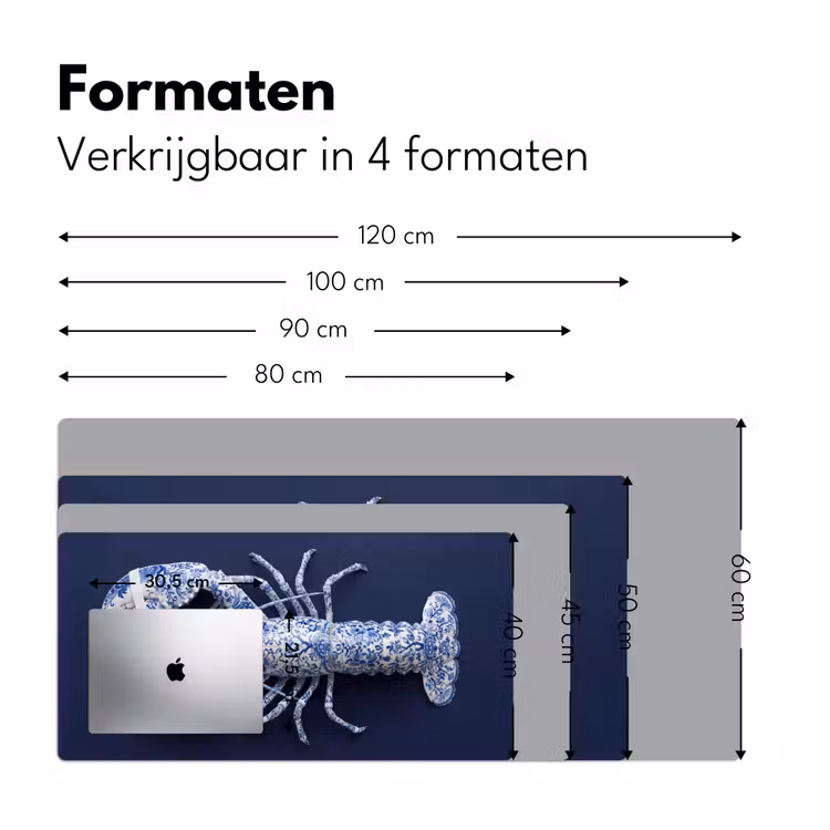 Kreeft - Porselein - Delfts - Blauw Muismat XXL klein -sfeer5