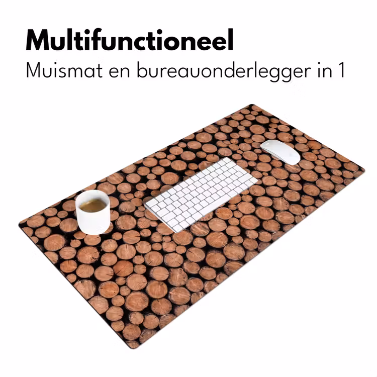 Houtblokken - Textuur - Patroon - Bruin - Rustiek Muismat XXL klein -sfeer4