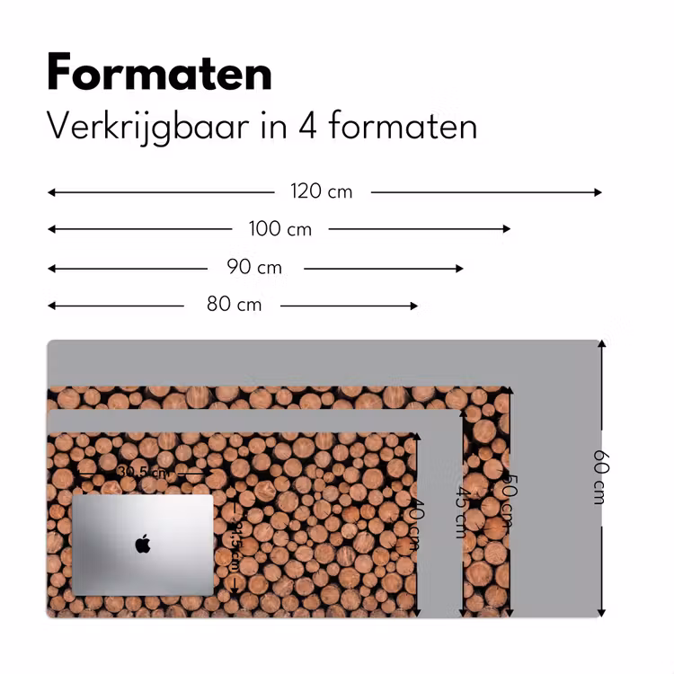 Houtblokken - Textuur - Patroon - Bruin - Rustiek Muismat XXL klein -sfeer5
