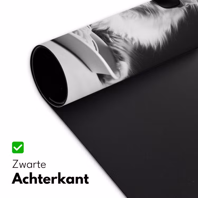 Langharige kat - Zonnebril - Spaghetti - Humor - Zwart - wit Muismat XXL klein -sfeer2