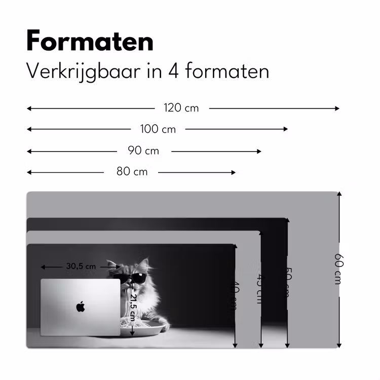 Langharige kat - Zonnebril - Spaghetti - Humor - Zwart - wit Muismat XXL klein -sfeer5