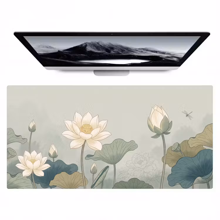 Lotus - Bloemen - Groen Muismat XXL klein -zzz3d