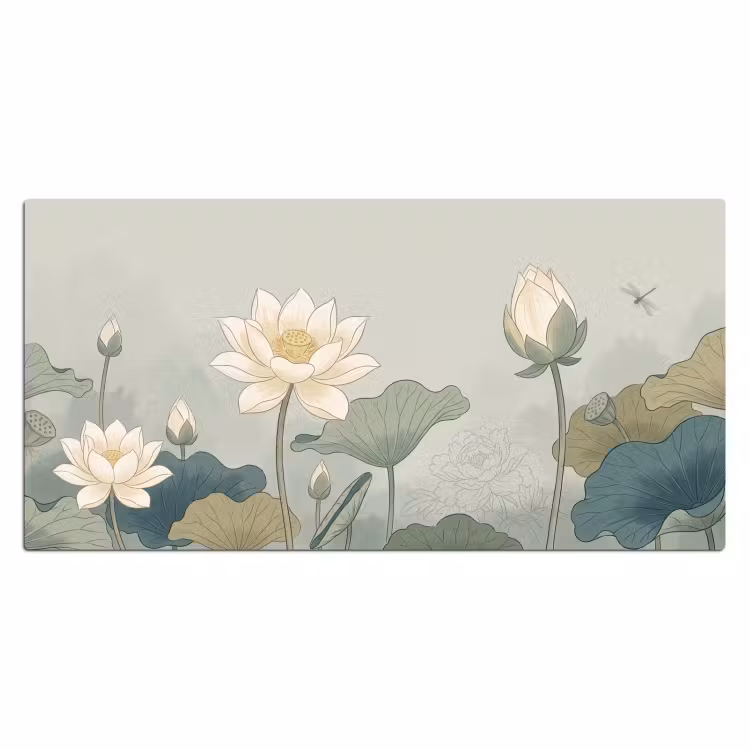 Lotus - Bloemen - Groen Muismat XXL klein -3d_leeg