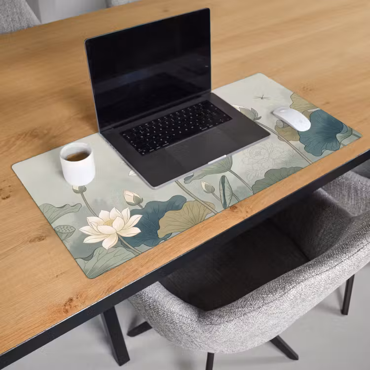 Lotus - Bloemen - Groen Muismat XXL klein -sfeer1