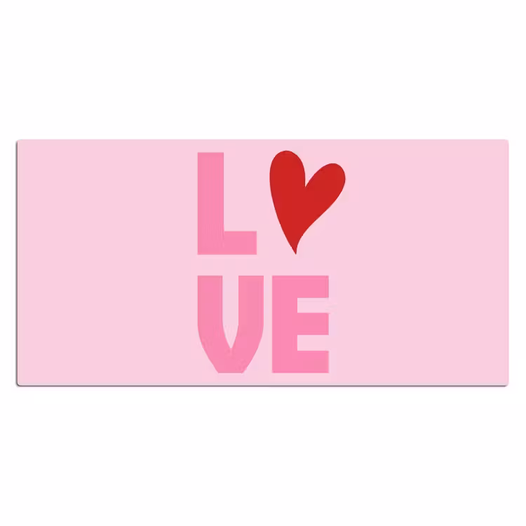 Love - Roze - Hart - Valentijn Muismat XXL klein -3d_leeg