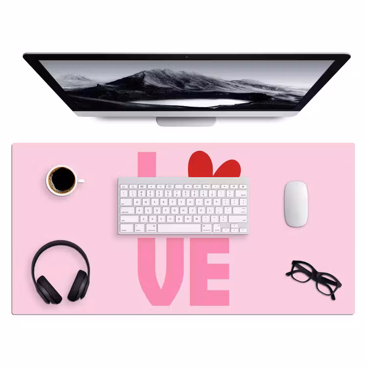 Love - Roze - Hart - Valentijn Muismat XXL klein -3d