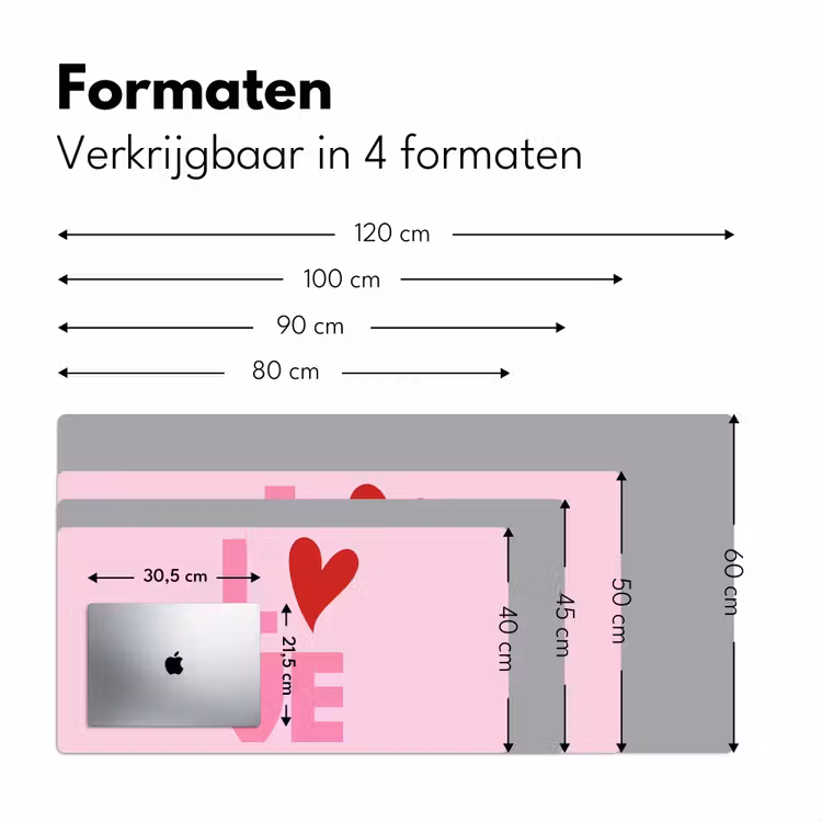 Love - Roze - Hart - Valentijn Muismat XXL klein -sfeer5