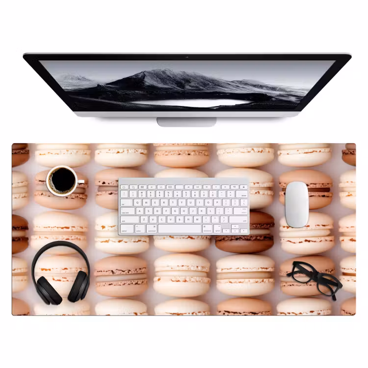 Macarons - Beige - Bruin Muismat XXL klein -3d