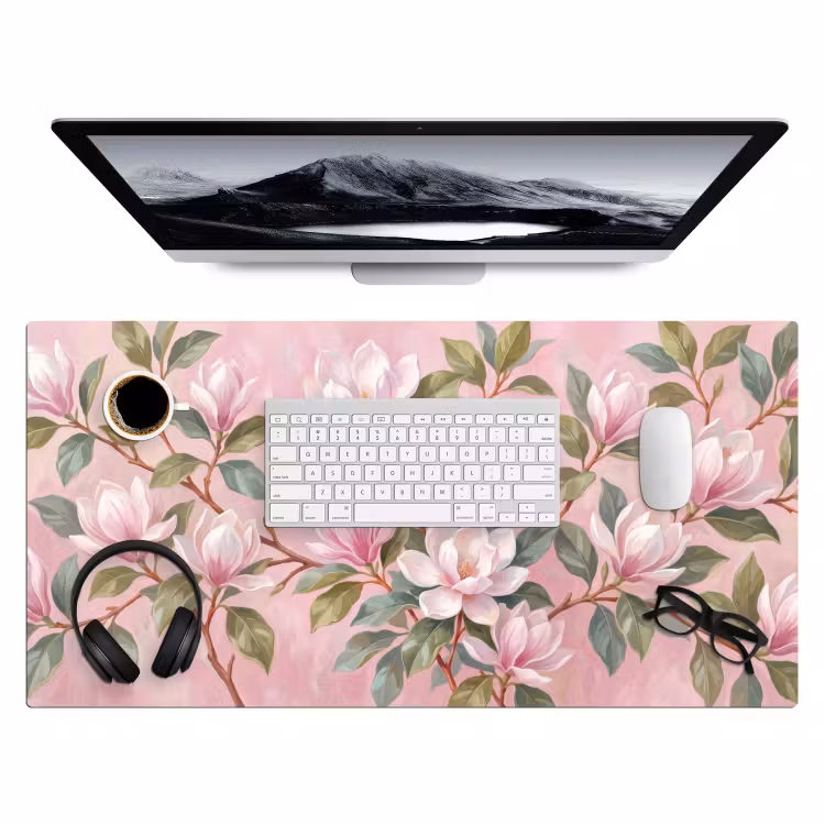 Magnolia's - Patroon - Roze Muismat XXL klein -3d