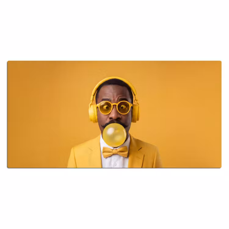 Man - Bubblegum - Portret - Geel - Modern Muismat XXL klein -3d_leeg