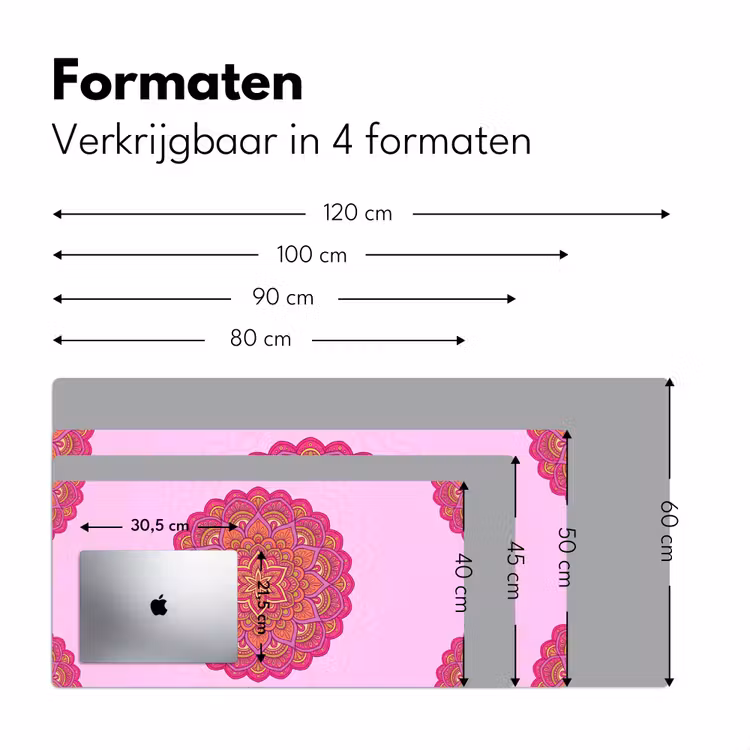 Mandala - Cirkel - Spiritueel - Oosters - Roze Muismat XXL klein -sfeer5