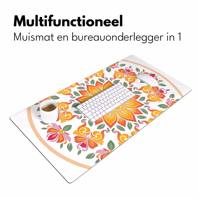 Mandala - Bloemen - Decoratie - Kleurrijk - Abstract Muismat XXL klein -sfeer4