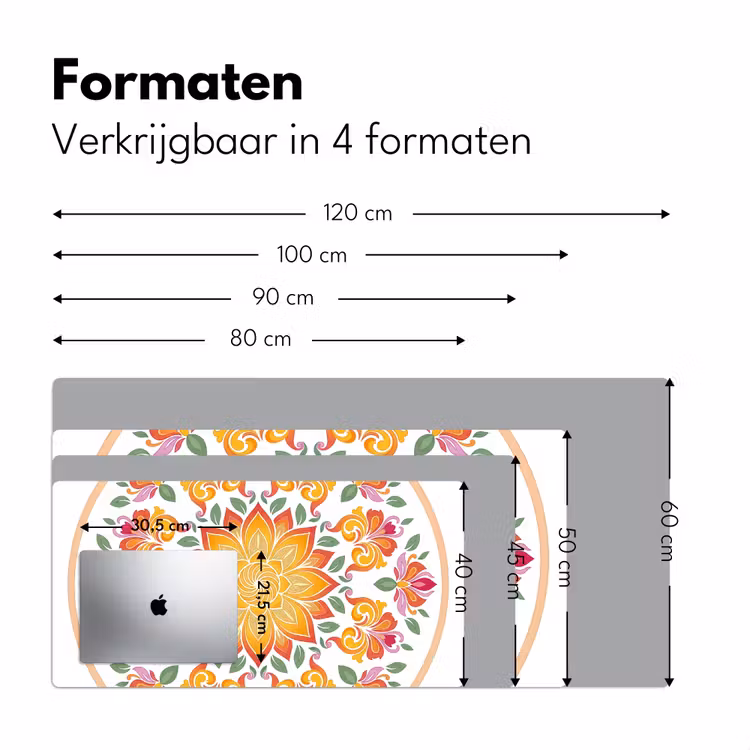 Mandala - Bloemen - Decoratie - Kleurrijk - Abstract Muismat XXL klein -sfeer5