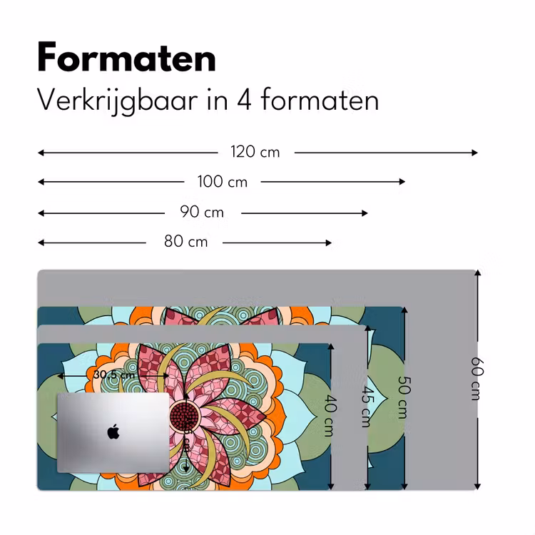 Mandala - Geometrisch - Kunst - Decoratief - Kleurrijk Muismat XXL klein -sfeer5