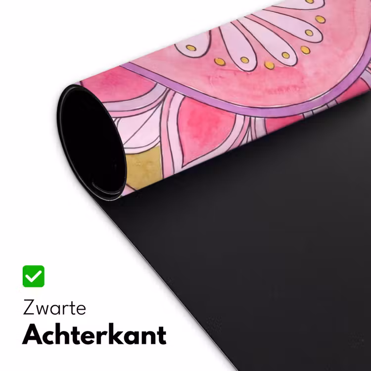 Mandala - Patroon - Kunst - Aquarel - Roze Muismat XXL klein -sfeer2