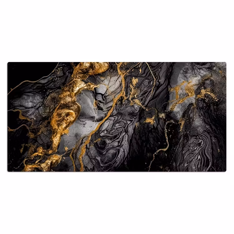 Marmer - Zwart - Goud - Abstract Muismat XXL klein -3d_leeg