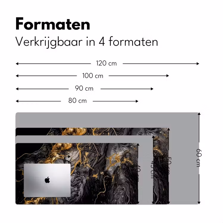 Marmer - Zwart - Goud - Abstract Muismat XXL klein -sfeer5