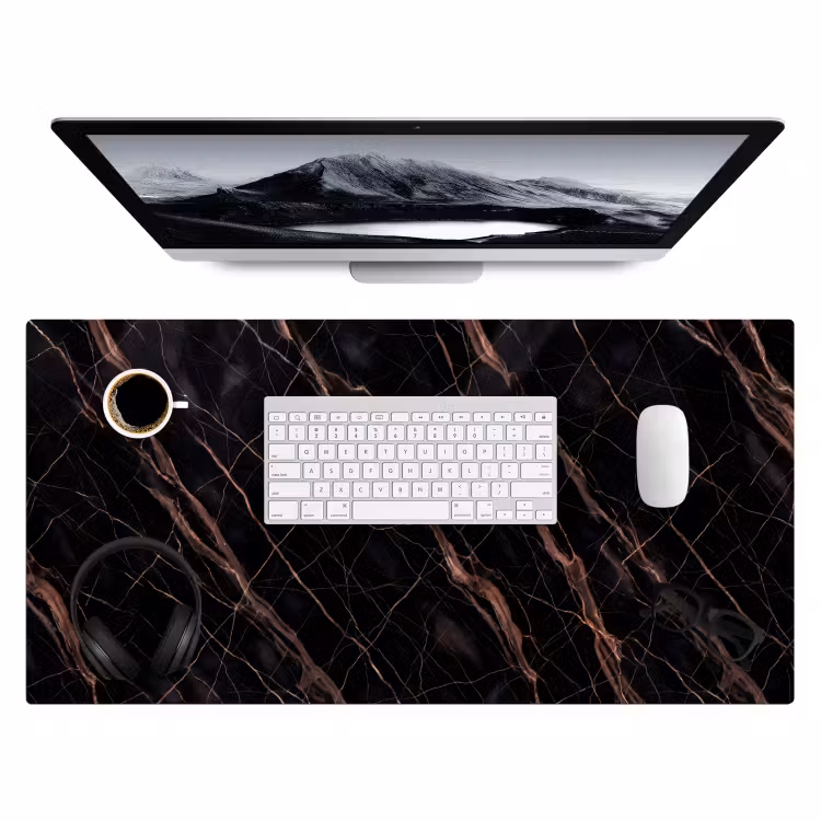 Marmer - Goud - Patroon - Luxe - Zwart Muismat XXL klein -3d