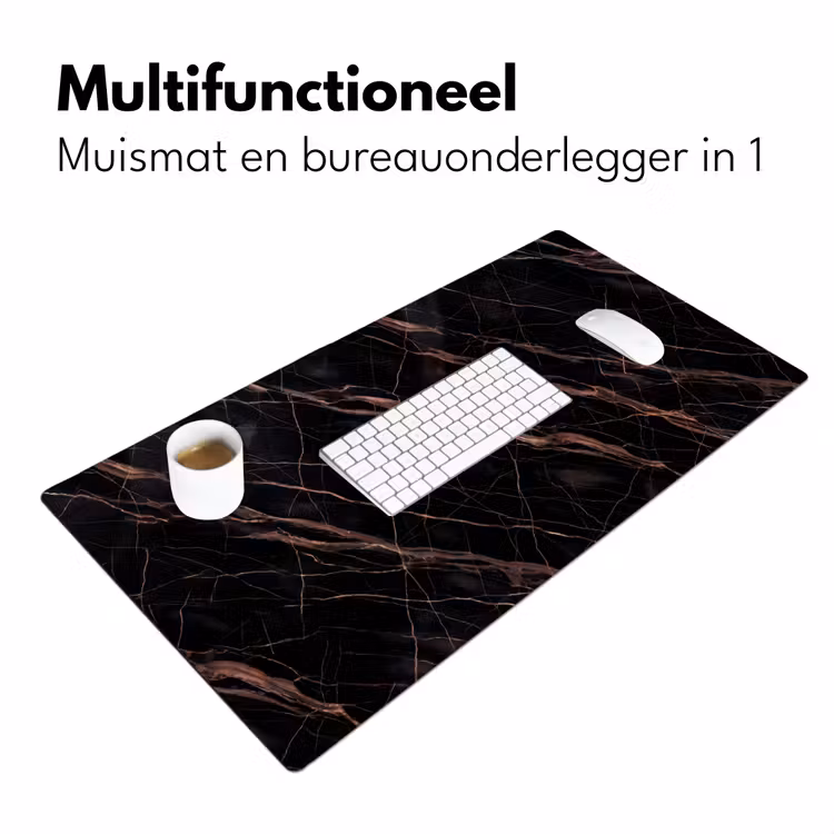 Marmer - Goud - Patroon - Luxe - Zwart Muismat XXL klein -sfeer4