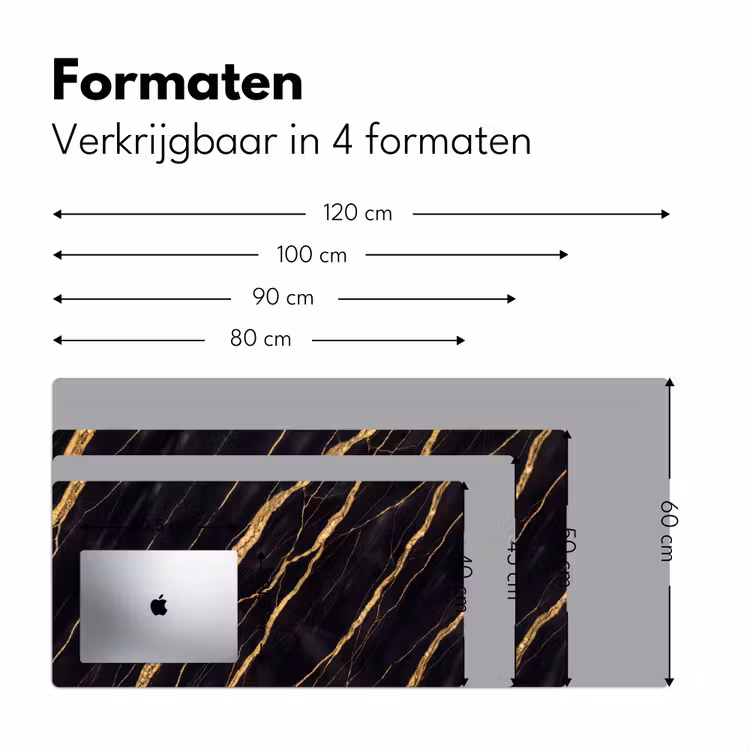 Marmer - Goud - Textuur - Abstract - Zwart Muismat XXL klein -sfeer5