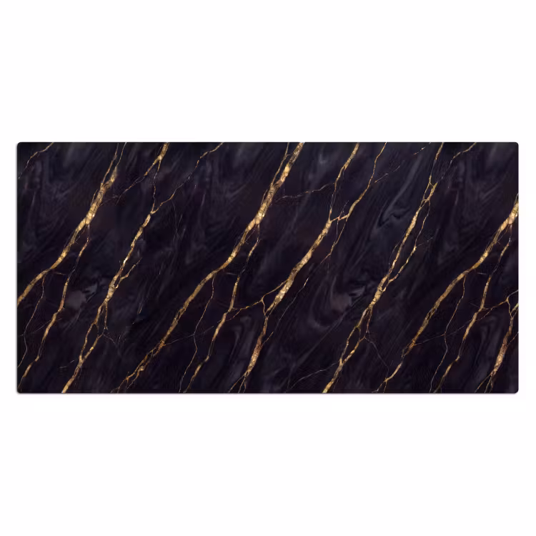 Marmer - Gouden aders - Abstract - Zwart Muismat XXL klein -3d_leeg