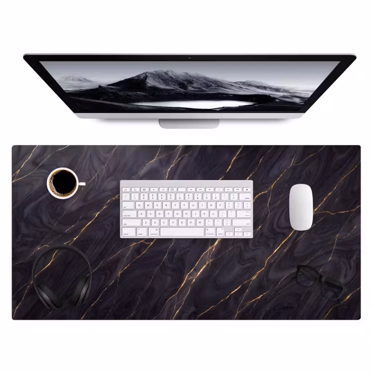 Marmer - Goudaders - Abstract - Modern - Zwart Muismat XXL klein -3d
