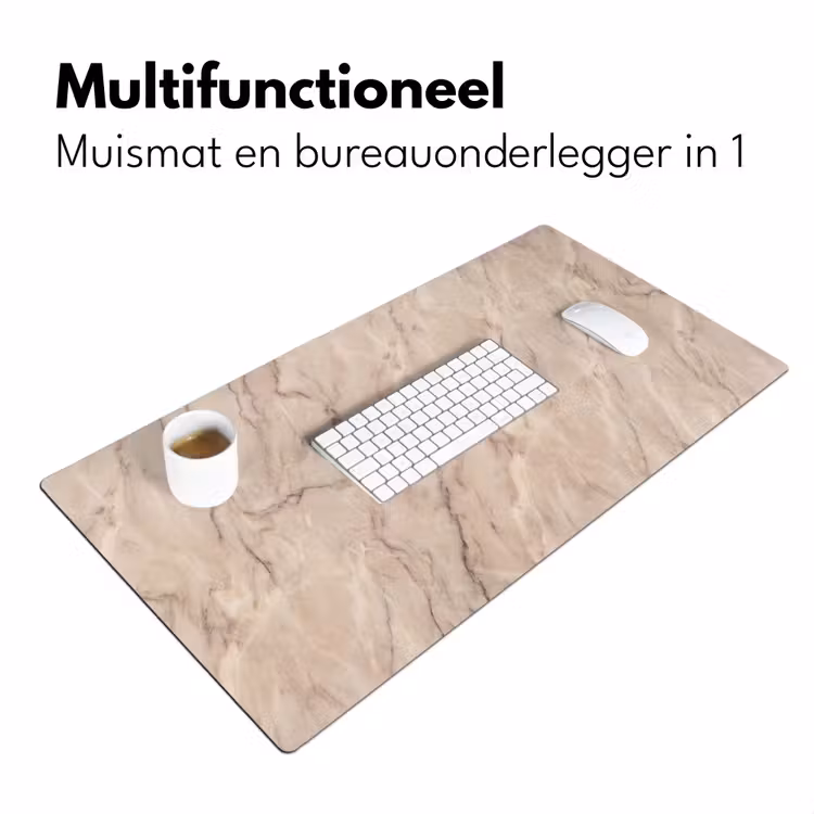 Marmer - Patroon - Abstract - Modern - Beige Muismat XXL klein -sfeer4