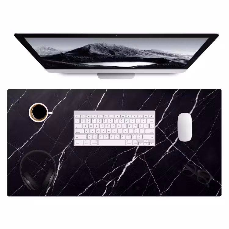 Marmer - Patroon - Abstract - Modern - Zwart Muismat XXL klein -3d