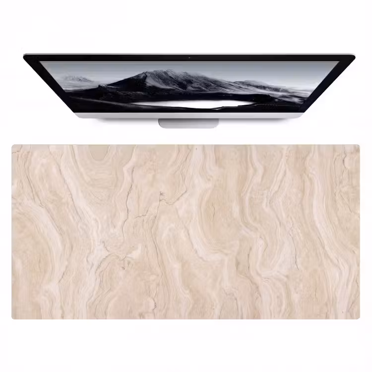 Marmer - Patroon - Beige - Steen - Abstract Muismat XXL klein -zzz3d