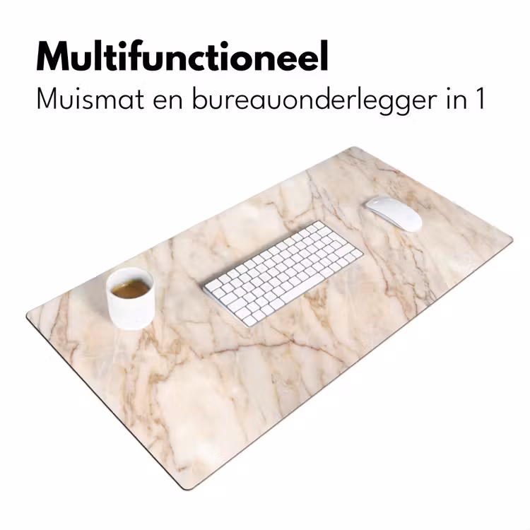 Marmer - Ader - Abstract - Wit - Goud Muismat XXL klein -sfeer4