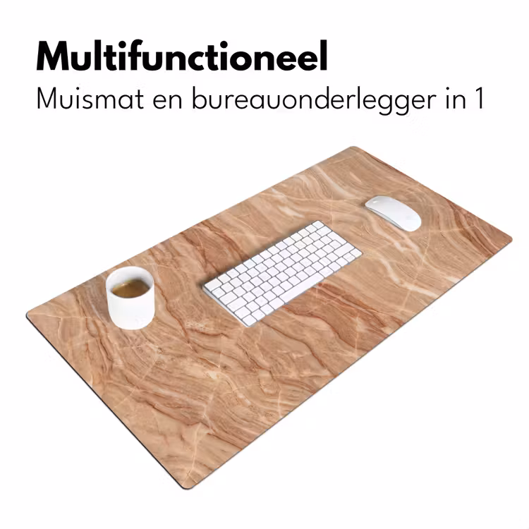 Marmer - Ader - Natuur - Abstract - Beige Muismat XXL klein -sfeer4