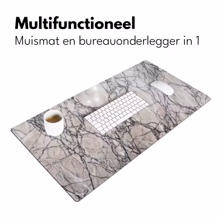 Marmer - Aderen - Patroon - Wit - Grijs Muismat XXL klein -sfeer4