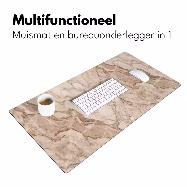 Marmer - Aderen - Textuur - Beige - Modern Muismat XXL klein -sfeer4