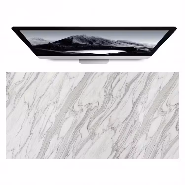 Marmer - Wit - Grijs - Structuur - Modern Muismat XXL klein -zzz3d
