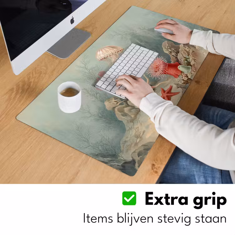Zeeleven - Kwal - Onderwater - Illustratie - Beige Muismat XXL klein -sfeer3