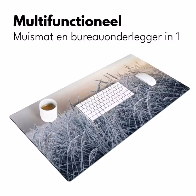 Rijp - Gras - Kristallen - Winter - Minimalistisch Muismat XXL klein -sfeer4