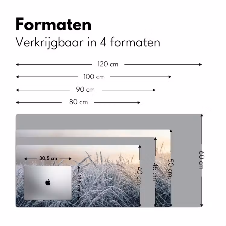 Rijp - Gras - Kristallen - Winter - Minimalistisch Muismat XXL klein -sfeer5