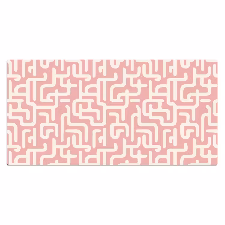 Doolhofpatroon - Roze - Wit - Abstract Muismat XXL klein 681 -3d_leeg