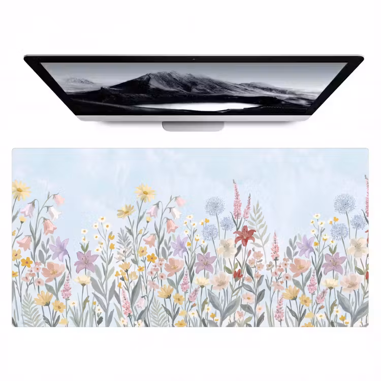 Weidebloemen - Illustratie - Kleurrijk Muismat XXL klein -zzz3d