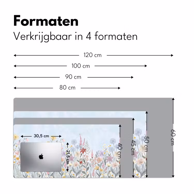 Weidebloemen - Illustratie - Kleurrijk Muismat XXL klein -sfeer5