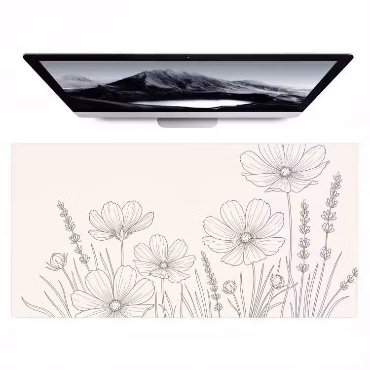 Minimalistisch - Modern - Bloemen - Beige Muismat XXL klein -zzz3d