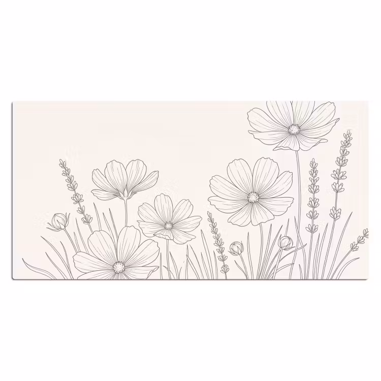 Minimalistisch - Modern - Bloemen - Beige Muismat XXL klein -3d_leeg