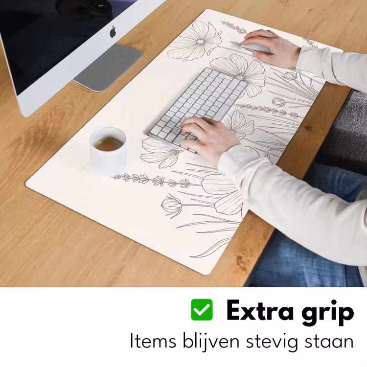 Minimalistisch - Modern - Bloemen - Beige Muismat XXL klein -sfeer3