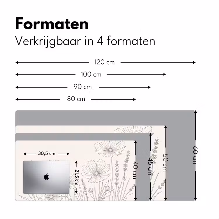 Minimalistisch - Modern - Bloemen - Beige Muismat XXL klein -sfeer5