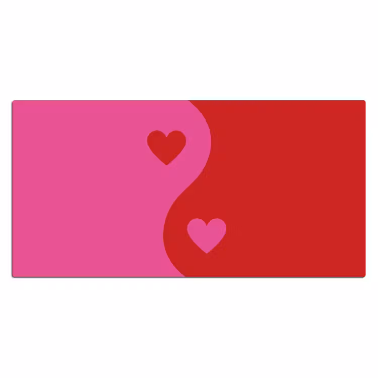 Minimalistisch - Rood - Roze - Hartjes Muismat XXL klein -3d_leeg
