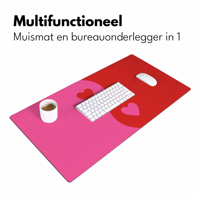 Minimalistisch - Rood - Roze - Hartjes Muismat XXL klein -sfeer4