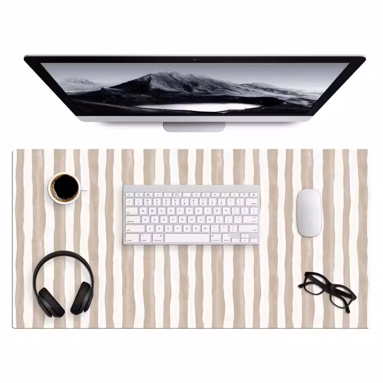 Minimalistisch - Strepen - Beige Muismat XXL klein 681 -3d