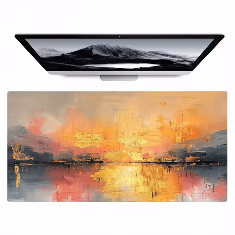 Modern - Abstract - Goud - Roze Muismat XXL klein -zzz3d